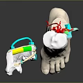 3D Bone Model With Implant Components Red Lines And Surgical Support Devices 3d model