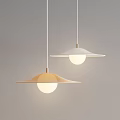 Modern Minimalist Saucer Pendant Lights with Beige Shades and White Globe Bulbs