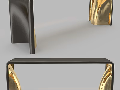 Sleek Modern Console Table With Black Frame And Gold Decorative Accents 3d model