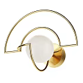 Elegant Modern Curved Golden Metal Frame Wall Light With White Spherical Shade