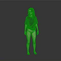 Woman In Gray T-shirt And Underwear Standing Barefoot Against Gray Background
