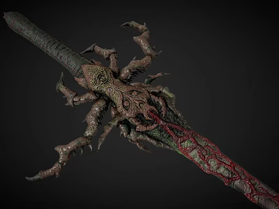 Spider Like Mythical Sword Weapon With Intricate Claw Design And Red Veins 3d model