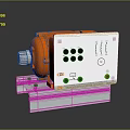 Industrial Equipment With Orange Knob White Panel Multiple Buttons And Indicator Lights On Metal Base