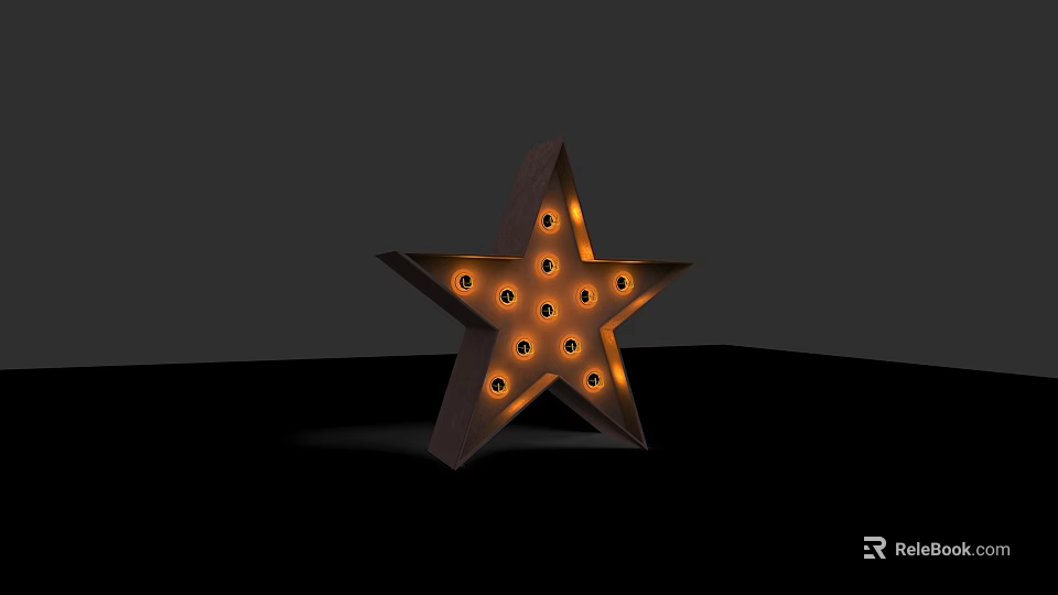 Star Shaped Metal Table Lamp with Warm Glowing Lights in Vintage Design on Dark Background 3d model 