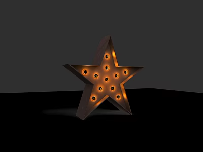 Star Shaped Metal Table Lamp with Warm Glowing Lights in Vintage Design on Dark Background 3d model