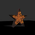 Star Shaped Metal Table Lamp with Warm Glowing Lights in Vintage Design on Dark Background