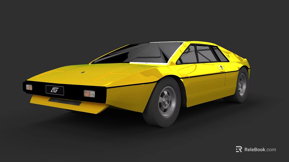 Yellow Sports Car Exterior With Streamlined Design And Black Accents 3d model 