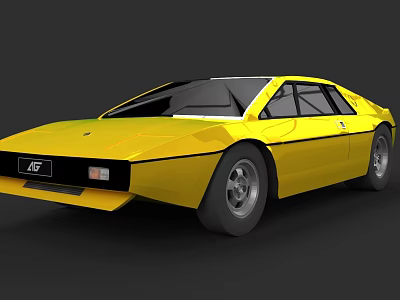 Yellow Sports Car Exterior With Streamlined Design And Black Accents 3d model