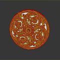 Golden Circular Decorative Plate With Intricate Floral Carvings And Central Design