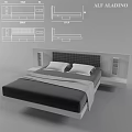 Modern Double Bed With Textured Headboard And Gray Blanket In Bedroom Interior