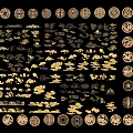 New Chinese-style Carved Xiangyun Wave Metal Openwork Cloud Totem 3d model