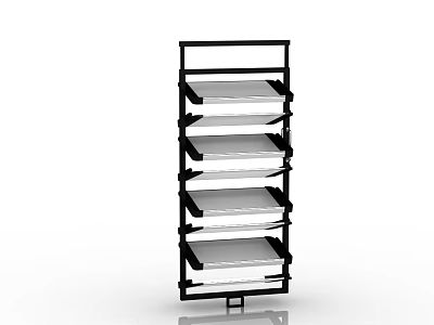 Modern Storage Cabinet With Black Frame And White Multiple Layers Shelves 3d model