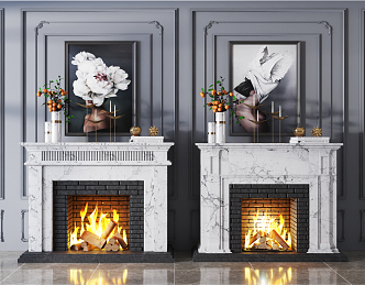 Jane Ou Fireplace Marble Fireplace Combination 3d model