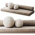 Beige Ball Shaped Pillows With Soft Linen Material For Modern Cozy Sofa Decor