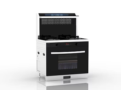 Modern Kitchen Appliance With Gas Stove Range Hood And Built In Oven 3d model