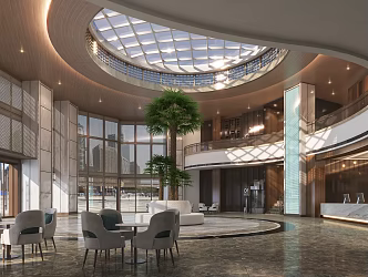 Hotel Lobby Front Desk Luxury Light Luxury Lobby 3d model