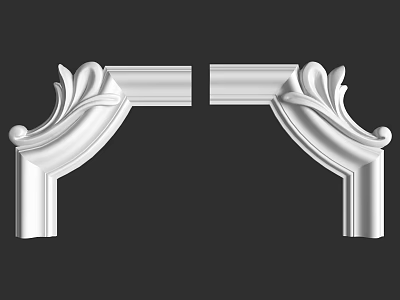 Decorative White Corner Moldings With Intricate Carved Floral Patterns For Architectural Interior Decoration 3d model