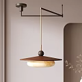 Hanging Modern Pendant Light With Brown Wooden Shade And Black Metal Frame In Interior