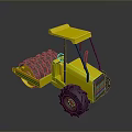 Yellow Road Roller Functional Vehicle With Yellow Canopy Large Roller Drum And Black Wheels