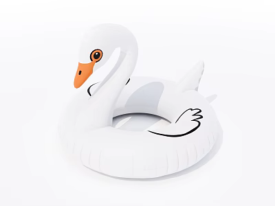 White Swan Shaped Inflatable Swim Ring For Summer Water Sports Activities Gear 3d model