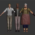 Two Men 3D Character Models Standing With Arms Outstretched In Casual Outfits