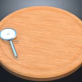Round Wooden Cutting Board With Stainless Steel Pizza Cutter For Kitchen Use