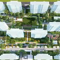 Residential Landscape With High Rise Buildings Lush Greenery Gardens And Walkways