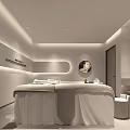 Modern Minimalist Beauty Salon Interior With Treatment Bed White Towels Mirror And Green Plant