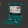 Teal Retro Handheld Game Console With Screen Displaying Game Graphics And Buttons