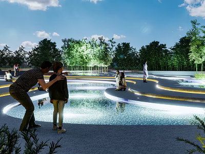 Scenic Park Landscape With Lush Green Trees Winding Paths And Relaxation Areas 3d model