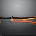 Modern Weapon Sword With Black Red Glowing Blade And Reflective Surface
