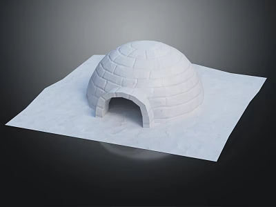 Igloo Building Structure With Dome Shape Arched Entrance And Snowy Base 3d model