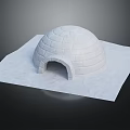 Igloo Building Structure With Dome Shape Arched Entrance And Snowy Base 3d model