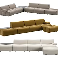 Modern Modular Sectional Sofas Upholstered In Warm Brown Light Beige And Gray Tones 3d model