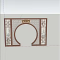 Traditional Chinese Garden Landscape Featuring Circular Gate Carved Lattice And White Walls
