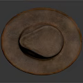 Brown Leather Cowboy Hat With Wide Brim Classic Design Outdoor Wear