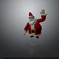 Jolly Santa Claus In Red Costume With White Beard Waving Hand On Black Surface