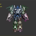 Futuristic Mechanical Robot With Armor Plates Arms Wings And Joints