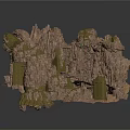 Rock Canyon Passage With Tall Mossy Stone Walls And Dirt Pathway