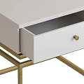 Modern White Nightstand With Gold Metal Frame And Round Knob Design