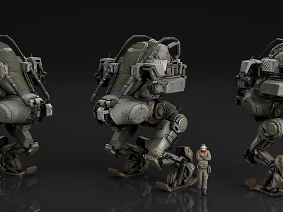 Detailed Futuristic Mechanical Robots With Human Figure In Game Movie Character Design 3d model