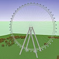 Giant Ferris Wheel Amusement Equipment In Green Field With Trees