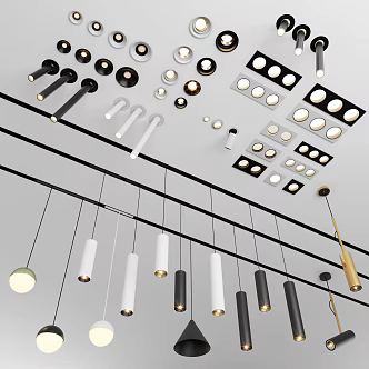Modern Spotlight Track Chandelier Combination 3d model