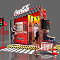 Coca Cola Vending Machine Scene With Red Brick Wall People Traffic Light And Barriers