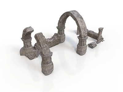 Ancient Stone Architectural Components Featuring Classical Arch And Column Ruins 3d model