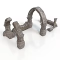 Ancient Stone Architectural Components Featuring Classical Arch And Column Ruins 3d model