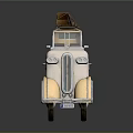 Vintage Cream Car With Classic Design And Luggage On Roof