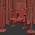 Red Public Chair With Popcorn Bucket White Roll And Red Curtain Stanchion Rope