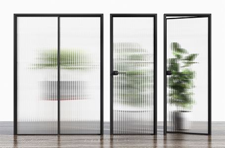 Modern swing door glass door glass single door 3d model