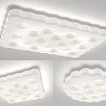 Modern White Ceiling Light With Round Holes Square And Circular Decorative Design 3d model